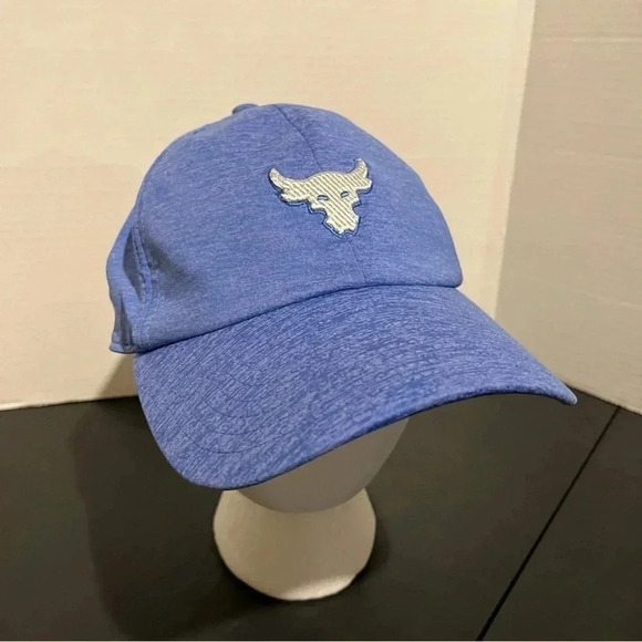 Under Armour Women's UA Strong Project Rock Adjustable Hat Cap Blue With Logo - Picture 1 of 9